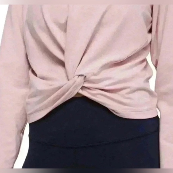 Lululemon Blush Pink Tuck & Gather Pullover Long Sleeve Tie Front Cropped - Picture 2 of 8